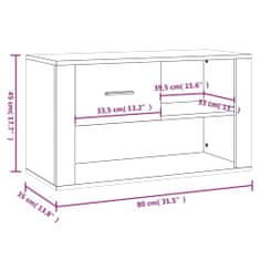 Vidaxl Botník betónovo sivý 80x35x45 cm spracované drevo