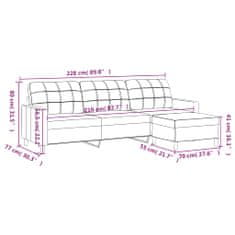 Vidaxl 3-miestna pohovka s podnožkou krémová 210 cm látka