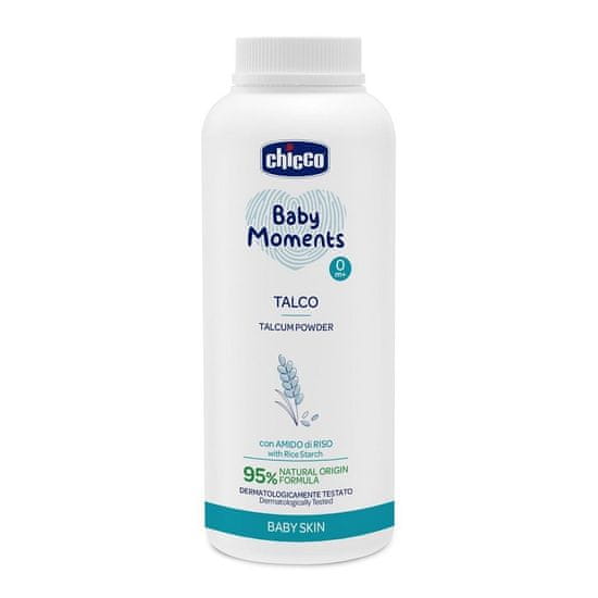 Chicco Púder detský Baby Moments s ryžovým škrobom 95 % prírodných zložiek 150 g