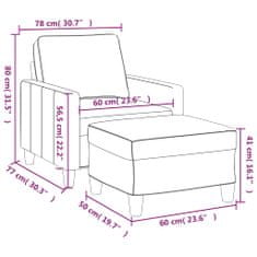 Vidaxl Kreslo s podnožkou krémové 60 cm látkové