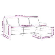 Petromila vidaXL 3-miestna pohovka s podnožkou krémová 180 cm látka