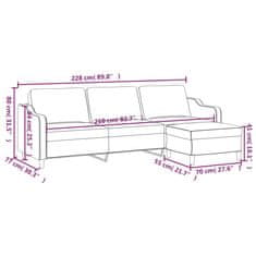 Vidaxl 3-miestna pohovka s podnožkou sivohnedá 210 cm látka