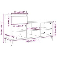 Petromila vidaXL Botník sivý dub sonoma 102x36x60 cm spracované drevo