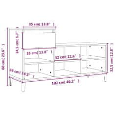 Vidaxl Botník čierny 102x36x60 cm spracované drevo