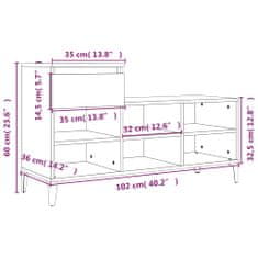 Petromila vidaXL Botník hnedý dub 102x36x60 cm spracované drevo