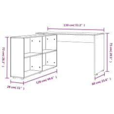 Vidaxl Rohový písací stôl betónovosivý spracované drevo