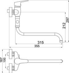 NOVASERVIS Titania Iris New, paneláková batéria bez sprchy 100 mm chrómová, chrómová, 94475/1,0