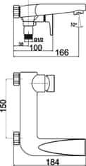 NOVASERVIS Nobless Vision X, vaňová nástenná batéria 150 mm, chrómová, 42020/1,0