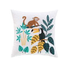 Douceur D'Interieur Detský vankúš Jungle story biely 40 x 40 cm