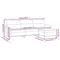 Vidaxl 3-miestna pohovka s podnožkou krémová 210 cm látka