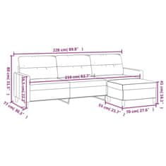 Vidaxl 3-miestna pohovka s podnožkou tmavosivá 210 cm látka