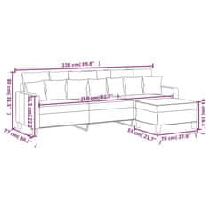 Vidaxl 3-miestna pohovka s podnožkou krémová 210 cm látka
