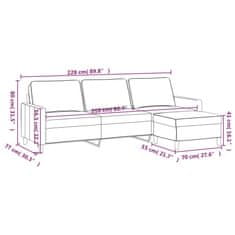 Vidaxl 3-miestna pohovka s podnožkou hnedá 210 cm zamat
