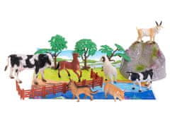 Ikonka Figúrky zvierat z farmy 7ks + podložka a príslušenstvo
