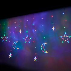 WOWO 2,5m LED Závesové Lampy Mesiac a Hviezdy, 138LED, Viacfarebné