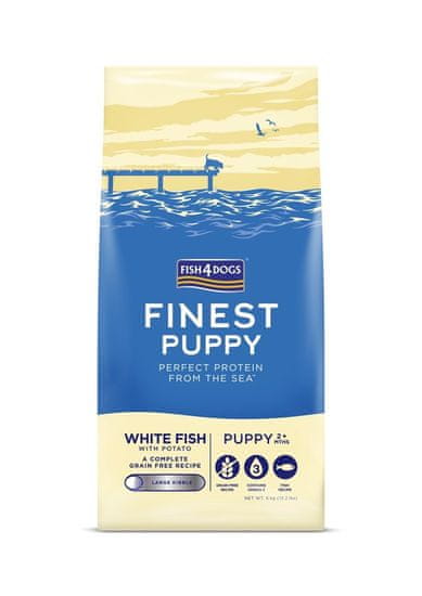 Fish4Dogs Granule veľké pre šteniatka Finest biela ryba so zemiakmi 6kg, 2m+