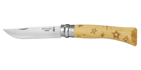 Opinel Zatvárací nôž VRI N°07 Inox 8 cm buk, motív hviezd, OPINEL