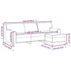Vidaxl 3-miestna pohovka s podnožkou sivá 180 cm umelá koža