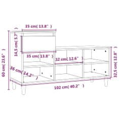 Petromila vidaXL Botník hnedý dub 102x36x60 cm spracované drevo