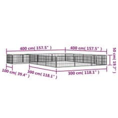 Petromila vidaXL Ohrádka pre psov 16 panelov čierna 100x50 cm práškovaná oceľ