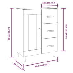 Vidaxl Komoda hnedý dub 69,5x34x90 cm spracované drevo