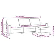 Vidaxl 3-miestna pohovka s podnožkou krémová 210 cm mikrovlákno