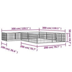 Petromila vidaXL Ohrádka pre psov 12 panelov čierna 100x50 cm práškovaná oceľ