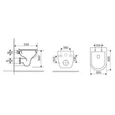 Mereo WC závesné, RIMLESS, 530x355x360, keramické, vrátane sedátka CSS113S VSD81S - Mereo