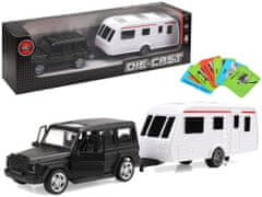 Lean-toys Sada vozidiel Jeep Black Caravan Kovové diely