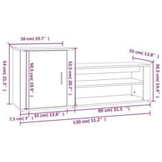 Vidaxl Botník lesklý biely 130x35x54 cm spracované drevo