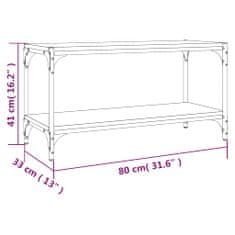 Vidaxl TV skrinka hnedý dub 80x33x41 cm spracované drevo a oceľ