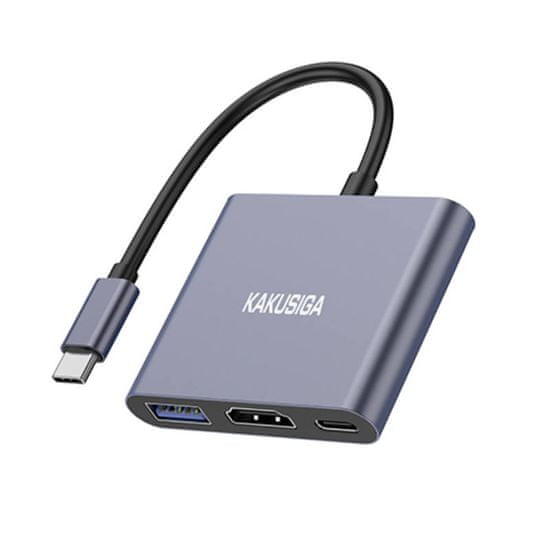 Kaku KSC-750 HUB adaptér USB-C - USB 3.0 / USB-C / HDMI, šedý