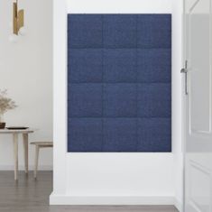 Vidaxl Nástenné panely 12 ks modré 30x30 cm látková 1,08 m²