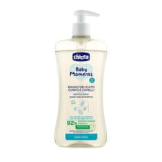 Chicco Šampón jemný na vlasy a telo s dávkovačom Baby Moments 92% prírodných zložiek 500 ml