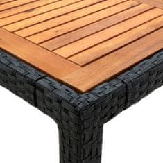 Petromila vidaXL Záhradný stôl 190x90x75 cm polyratan a akáciové drevo čierny