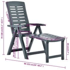 Vidaxl Skladacie ležadlo plastové zelené
