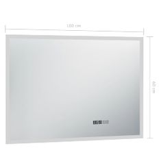 Vidaxl Kúpeľňové LED zrkadlo s dotykovým snímačom a časovým displejom 100x60 cm