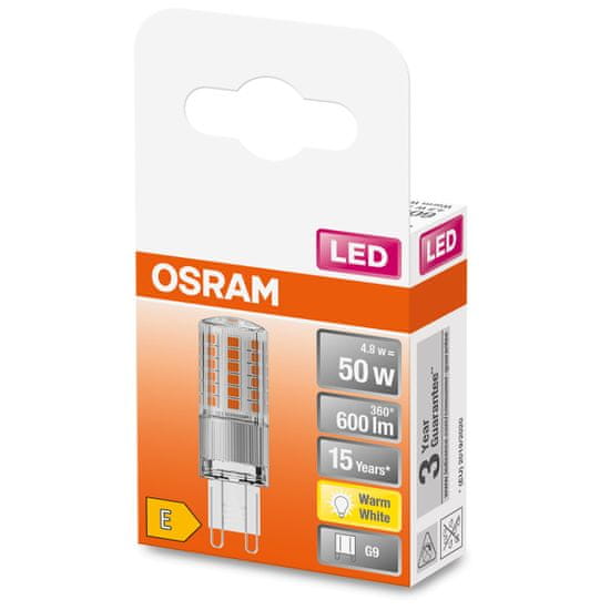 Osram LED žiarovka G9 capsule 4,8W = 50W 600lm 2700K Teplá biela 300°