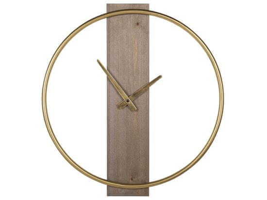Beliani Nástenné hodiny 47 cm zlaté v svetlom dreve CASITAS