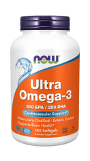NOW Foods Ultra omega-3, 250 DHA/500 EPA, 180 softgelových kapsúl