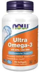 NOW Foods Ultra omega-3, 250 DHA/500 EPA, 90 softgelových kapsúl