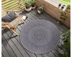 NORTHRUGS Kusový koberec Twin-Wendeteppiche 105476 Night Silver kruh – na von aj na doma 140x140 (priemer) kruh