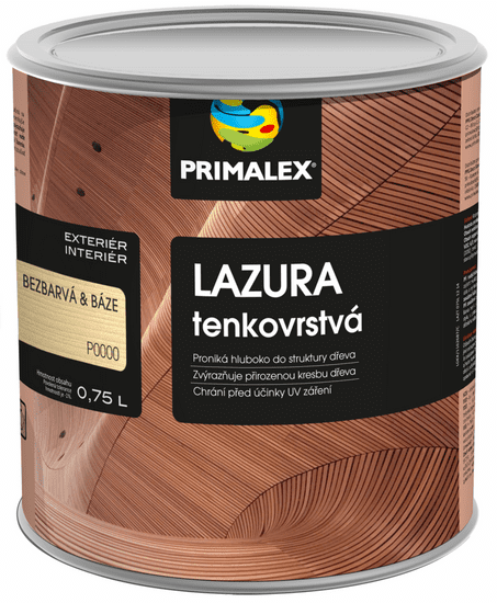 Primalex Tenkovrstvá lazúra na drevo (biela, 2,5 L)