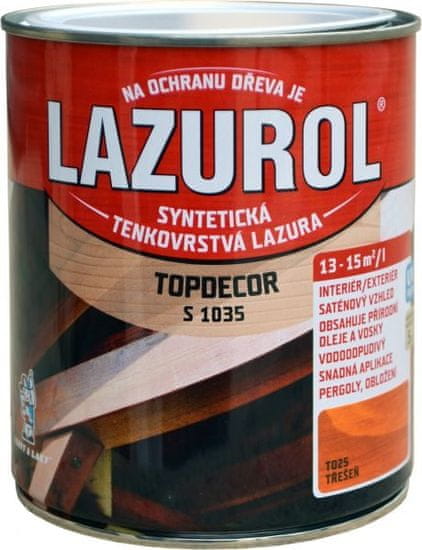 Barvy laky Hostivař LAZUROL TOPDECOR S1035 - Tenkovrstvá lazúra na drevo 2,5 l čerešna