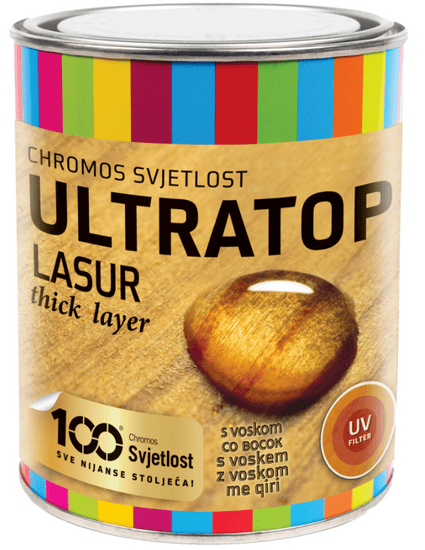 Chromos-Svjetlost ULTRATOP - Hrubovrstvová lazúra s voskom 0,75 l oliva