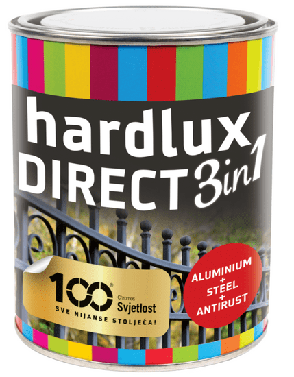 Chromos-Svjetlost HARDLUX DIRECT 3v1 - Antikorózna farba na kov 2,5 l ral9005 - čierna matná