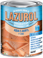 Barvy laky Hostivař LAZUROL AQUA S AKRYL - vodouriediteľný lak na nábytok a steny bezfarebný matný 0,6 kg