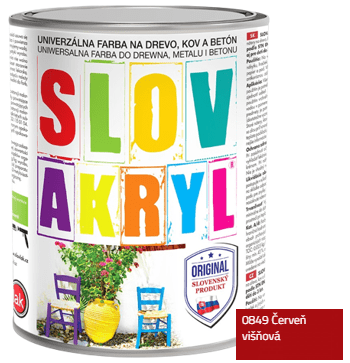 SLOVLAK SLOVAKRYL - Univerzálna vodou riediteľná farba 0,75 kg 0849 - višňová červená