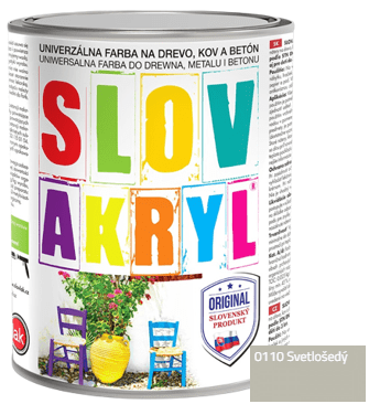 SLOVLAK SLOVAKRYL - Univerzálna vodou riediteľná farba 0,75 kg 0110 - svetlošedá