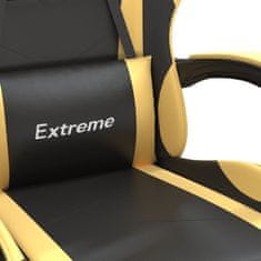 Petromila vidaXL Otočná herná stolička s podnožkou čierna a zlatá umelá koža